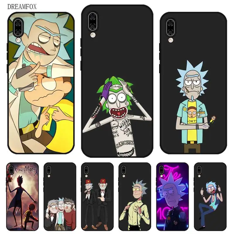 N370 Rick Morty Dazzle Black Silicone Case Cover For Huawei Honor 6A 6C 6X 7C 7X 8 Lite Pro |