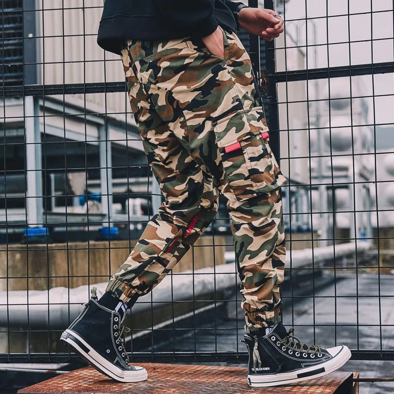 Осень зима 2019 модные Молодежные брюки мужские повседневные камуфляжные