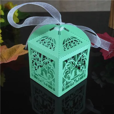 light green 50 шт. в форме птицы полые рамки Конфеты Подарочная коробка Романтическая свадьба как для украшения детского душа вечерние украшения 5ZT02 - Цвет: light green