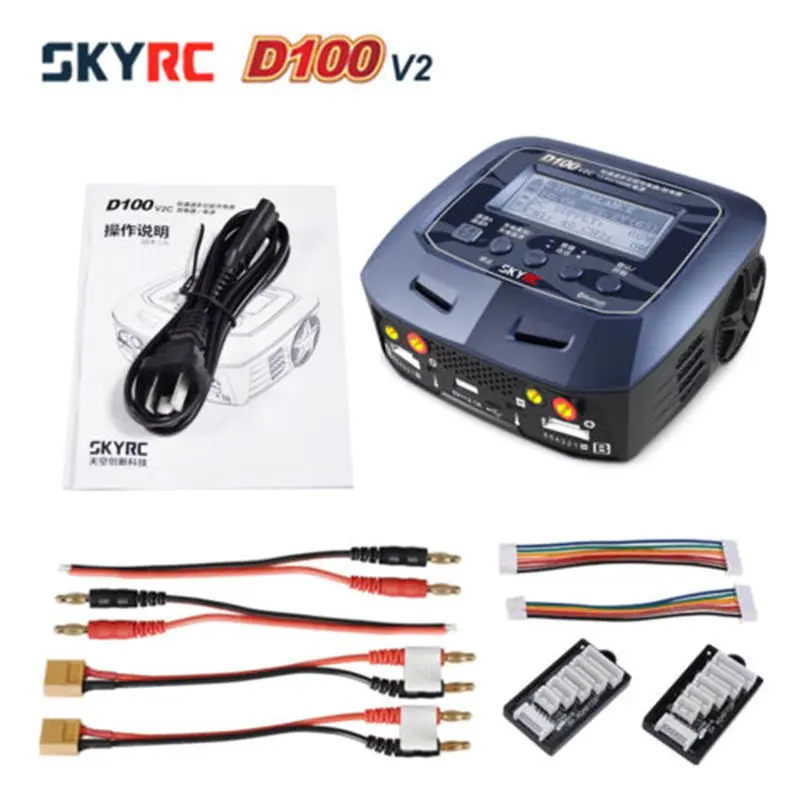 Skyrc D100 V2 Зарядное устройство двухканальный AC/DC LiPo 1 6s 2x100W двойной с Bluetooth баланс