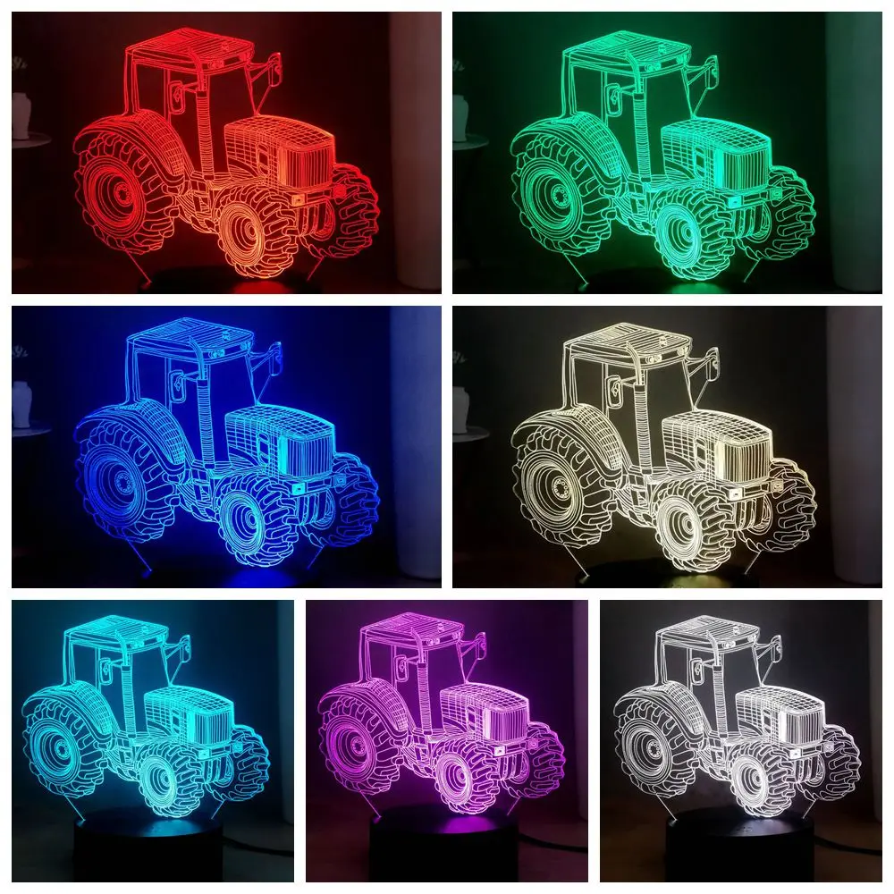 Мультфильм автомобиль 3D Визуальный ночник RGB многоцветный USB переключатель дистанционного светодиодный настольная лампа бутылка для освежителя воздуха детский подарок на день рождения Рождество