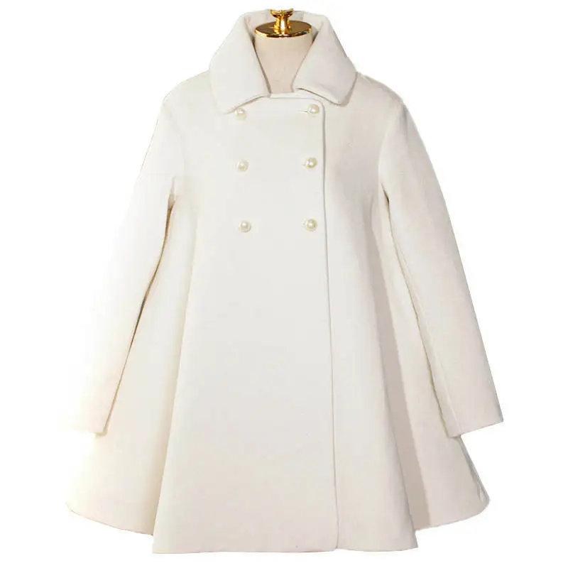 Женское двубортное шерстяное пальто белое стильное длинная парка на осень и зиму