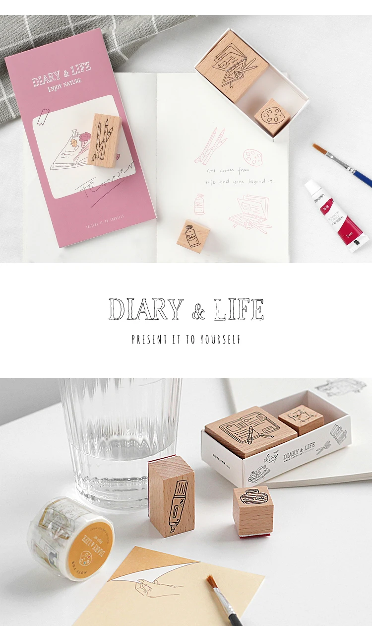 Новое поступление молочные базовые серии деревянные штампы для Bullet Journal ручной работы настроения сладкий резиновый штамп A012