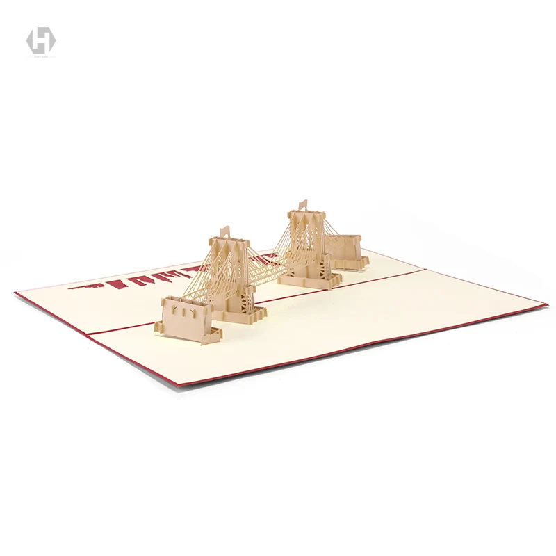 Сердце лунный мост карты Крафт лазерная 3D резка бумага всплывающие с конвертом