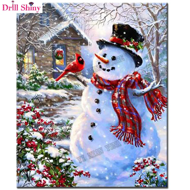 Снеговик алмазная живопись наборы для вышивки крестиком DIY рождественская