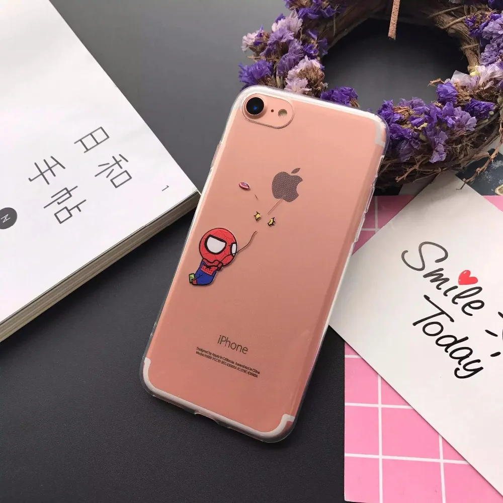Чехол для Телефона iPhone 7 Plus рисунком Человека-паука ультра тонкий ТПУ Мягкая