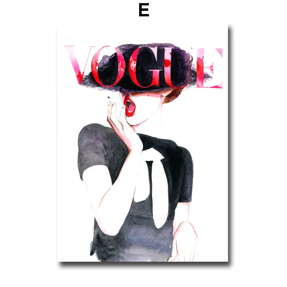 Vogue, сексуальная девушка, на высоком каблуке, книга, настенная живопись, холст, мода, скандинавские плакаты и принты, настенные картины для декора гостиной - Цвет: E