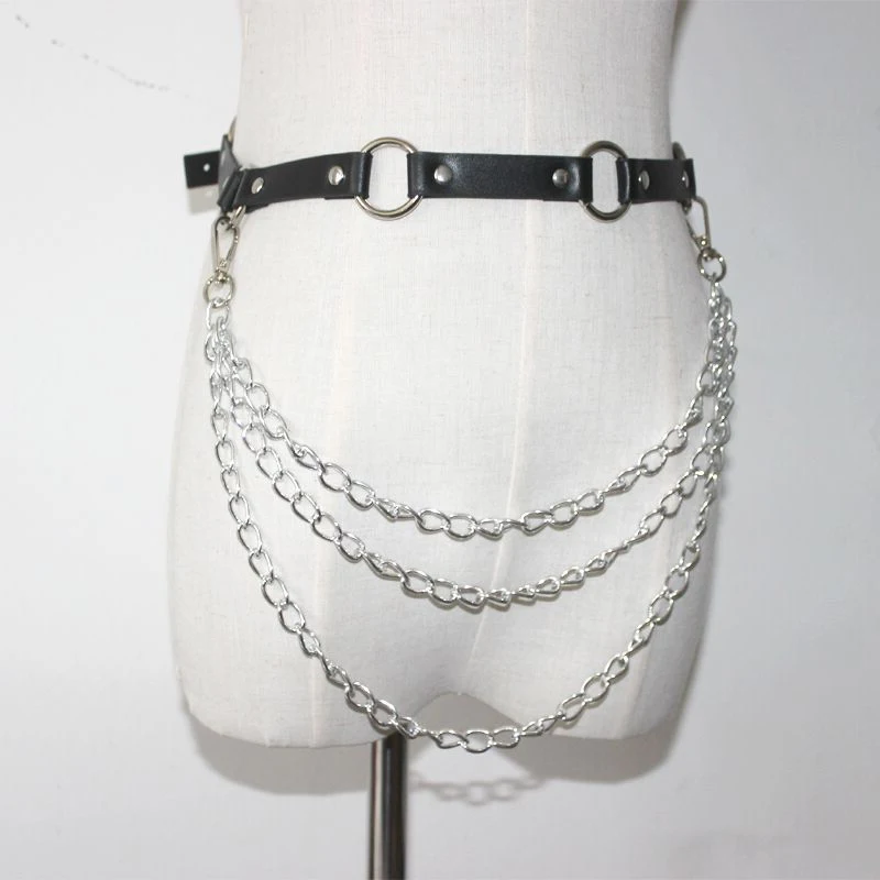 Faux Leather Waist Belt Gothic Link Chains Harness Corset Women Buckle Sculpting Strap 2019 Fashion Wasitband | Аксессуары для