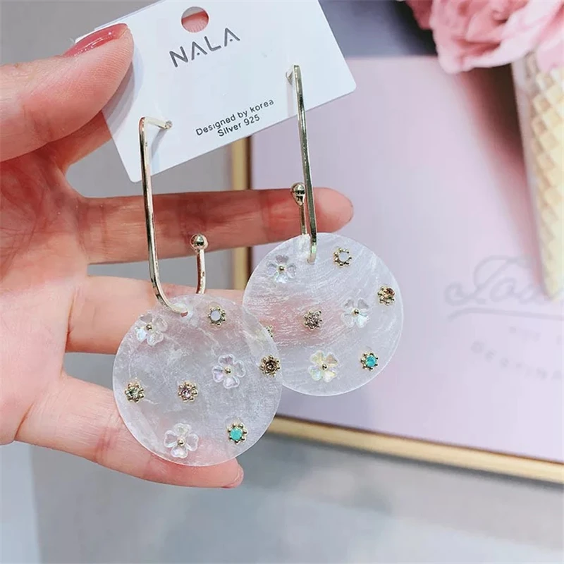 Корейский модный симпатичный хит продаж серьги в виде цветка акриловые