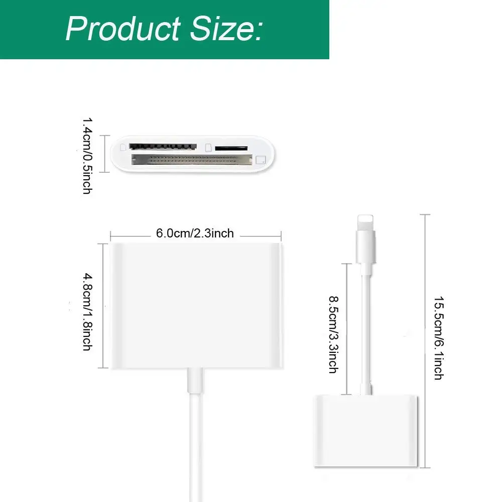Портативный кардридер Lightning 3 слотный Flash для карт памяти CF/SD/TF/Micro SD/MD/MMC/SDHC/SDXC
