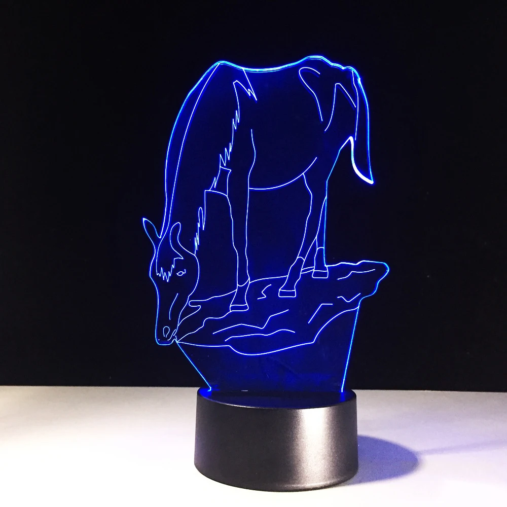Креативный светодиодный ночник в форме спящей лошади 3D светильник для стола