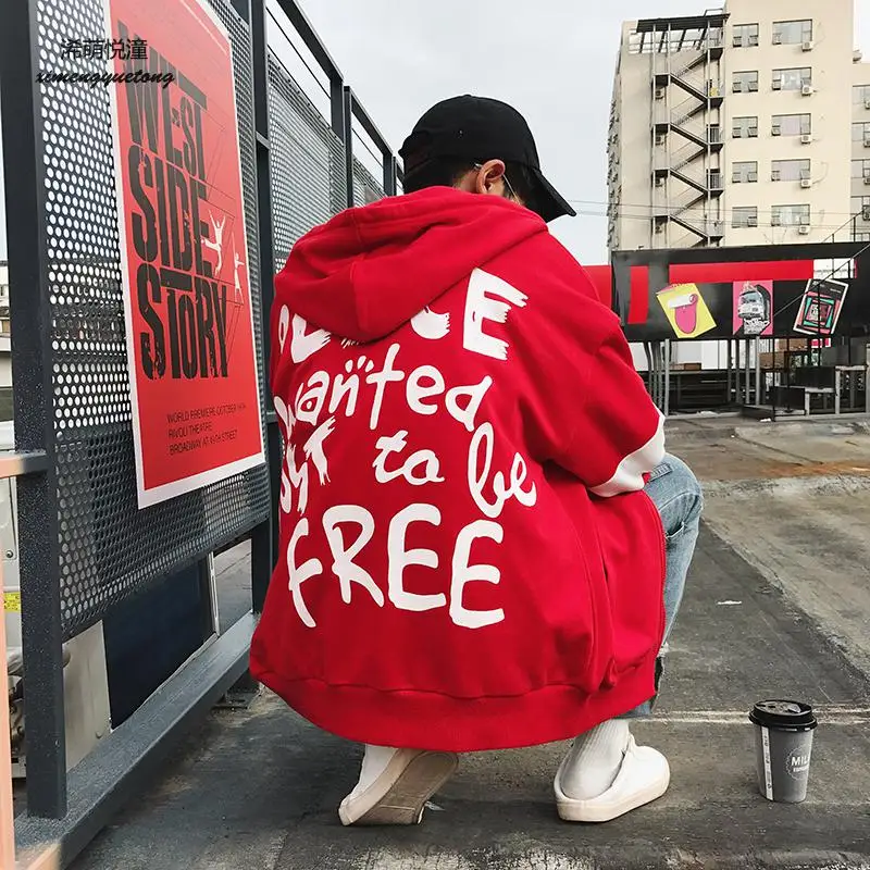 2018 г. осенние и зимние новые Письмо печати кофты мужские шить свободные