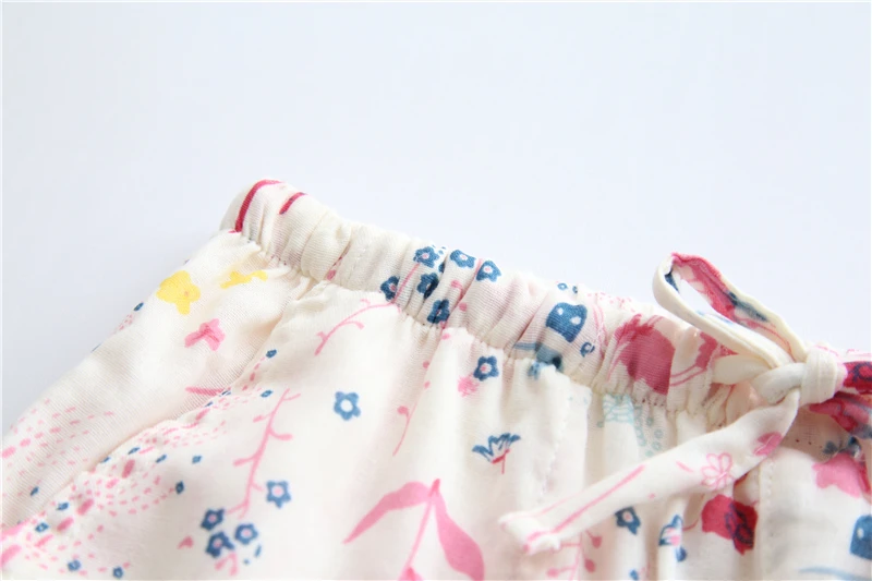 Женские штаны с цветочным принтом хлопковые Пижамные на завязках Q293 для весны и