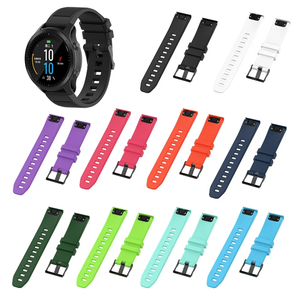 22 мм силиконовый мягкий ремешок для часов Quick Release браслет резиновая Замена Garmin