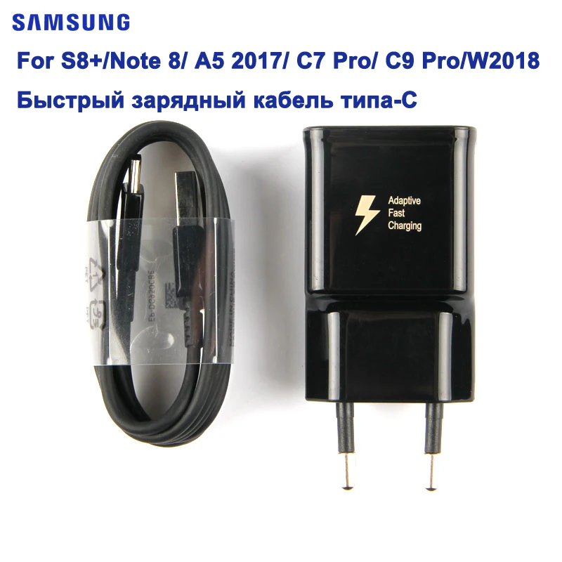 Samsung быстрый адаптер EU/US зарядное устройство для samsung GALAXY S10 S8 S9 Plus A3 A5 A7 note 8 1M type C кабель