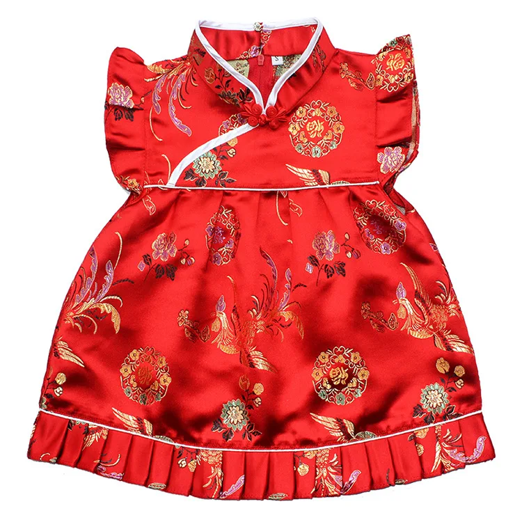Новинка 2021 летние цветочные комплекты Qipao для детей новогодние китайские платья