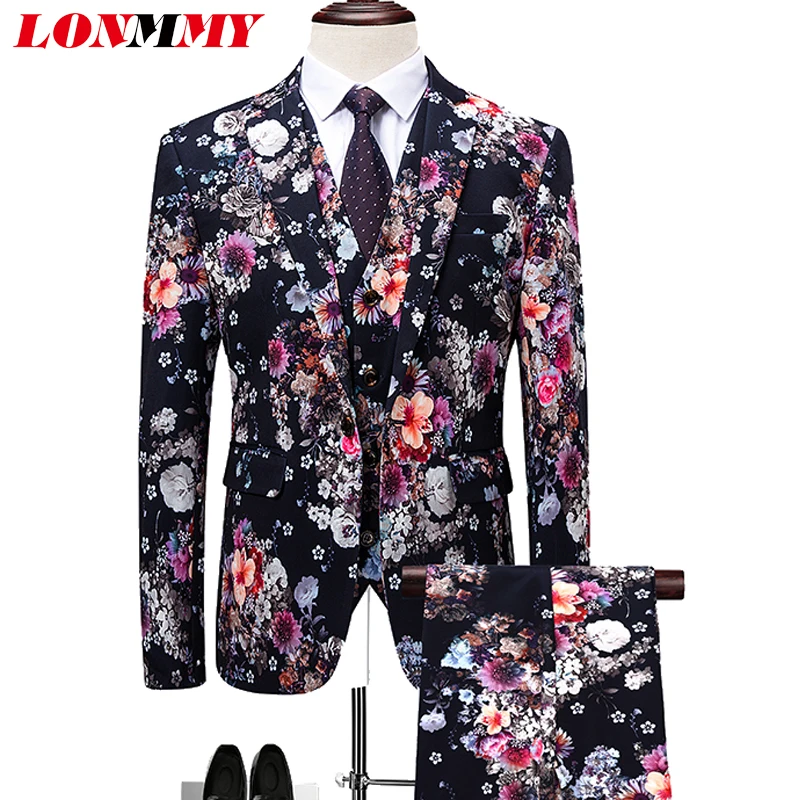 Мужской Блейзер LONMMY костюм для свадьбы 3 шт./компл. куртка + брюки смокинг с