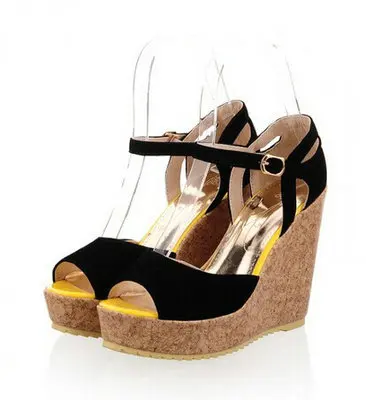 New arrival 2014 high heel fashion wedges women pumps peep toe platform party sexy sandals shoes for ladies SH1088 size 34-39 | Обувь