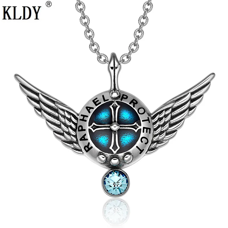 KLDY Крылья Ангела защитный щит Волшебные силы небесно голубой кристалл кулон и