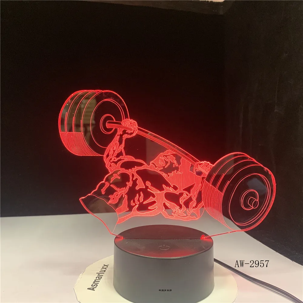 Вес подъема 3D Ночной светильник 7 цветов Изменение Акриловые USB Новинка