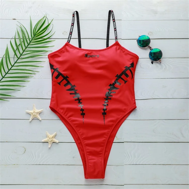 CATTLEYA Baywatch спортивный Цельный купальник Женские стринги на лямках с принтом буквы