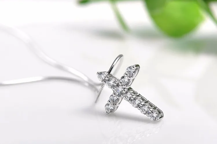 Collier Femme Новая мода крест серебряные ожерелья и кулоны ожерелье для женщин мужчин Циркон ЭЛЕМЕНТЫ кристаллов кулон