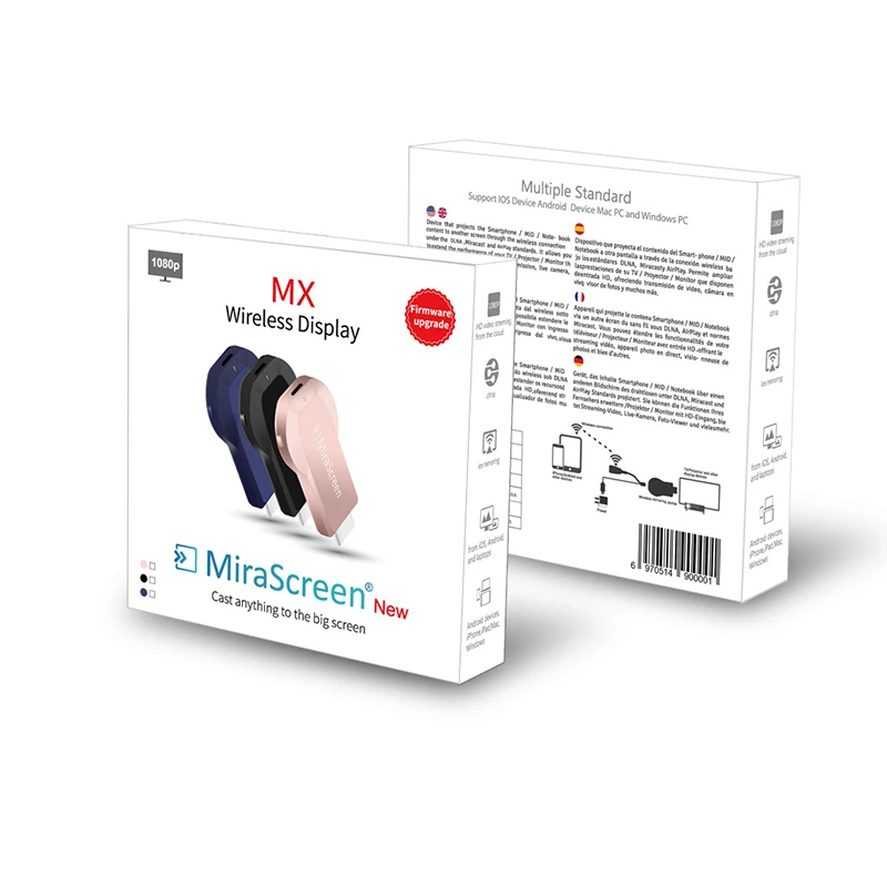 Беспроводной WiFi приемник MiraScreen HDMI 1080P HD интерфейс ТВ приставка DLNA Airplay Miracast для