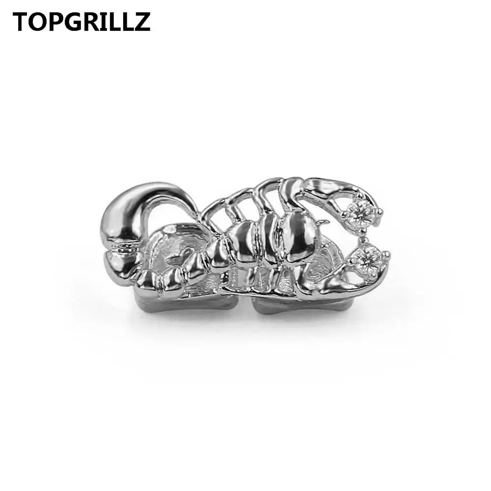 TOPGRILLZ Scorpion Grillz Stinger Teeth Grillz Gold Tone Scorpio двойные колпачки, подарочные, вечерние - Окраска металла: Silver