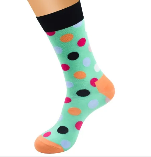 4 pairs Happy Colorful Men Socks Anti-Skid Comfortable Long Puzzle Dot Cotton free shipping | Мужская одежда
