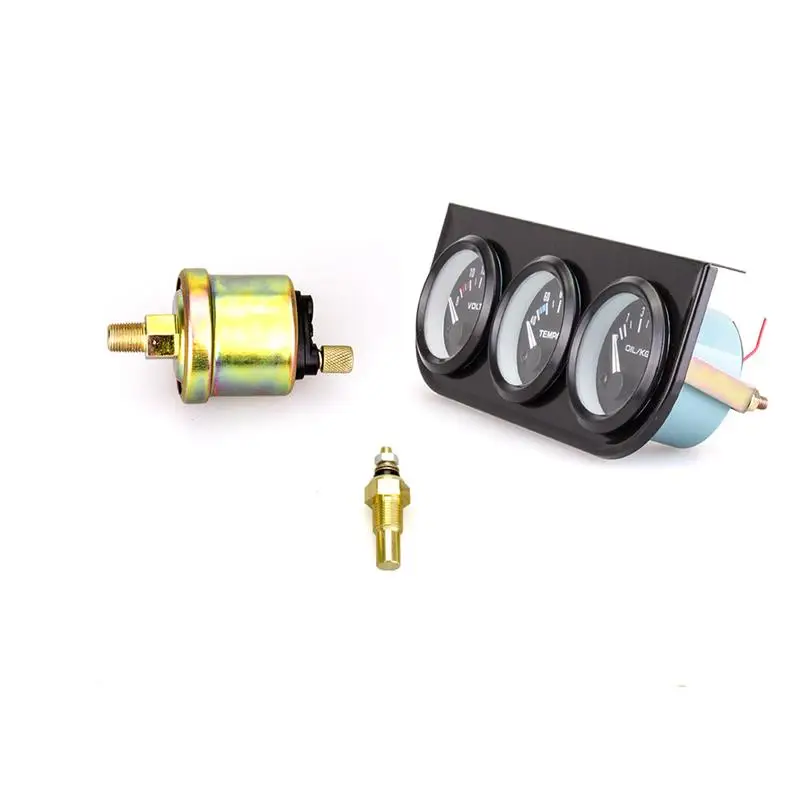 52MM 3 In 1 Volt meter water temp gauge Oil Pressure Gauge Kit Car Fuel Volt Meter Water Temperature Gauge Triple tachometer