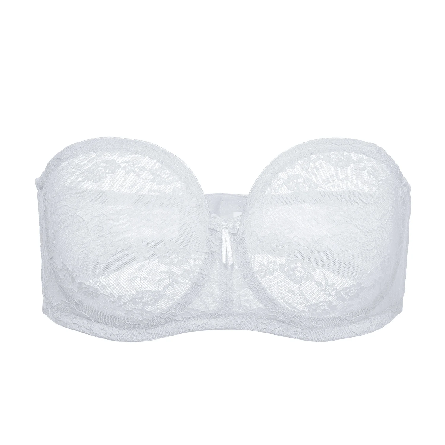 White02 DOBREVA Women's See-through Underwire Multiway Strapless Lace Bra No Padding Bralette - Цвет: White02