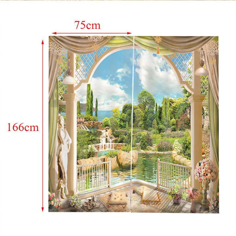 Гавайский занавес с видом на море желтый розовый серия креативный заказ печать