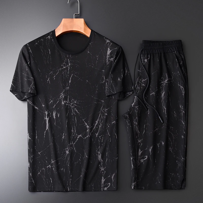 

Minglu Summer Men Sets (t-shirt+pants) Luxury Digital Allover Printed Short Sleeve Man Set Plus Size 4xl Casual Slim Mens Sets