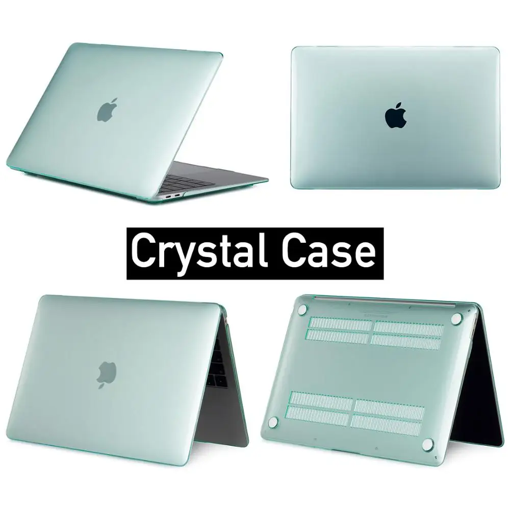 Green-crystal MQTALLIN, матовый/Кристальный чехол для ноутбука MacBook Pro retina Air 11 12 13 15 дюймов, для Mac book new pro/Air 13, чехол - Цвет: Green-crystal