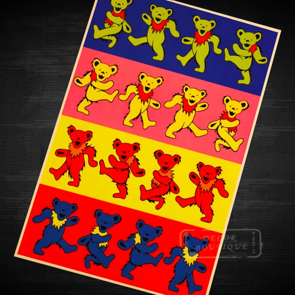 Поп арт танец медведь благодарный мертвец Винтаж Ретро Холст Живопись сплав