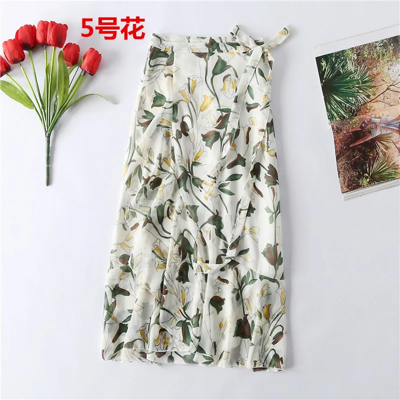 Женские богемные пляжные шифоновые юбки женские летние 2019 Новые цветочные рыбий