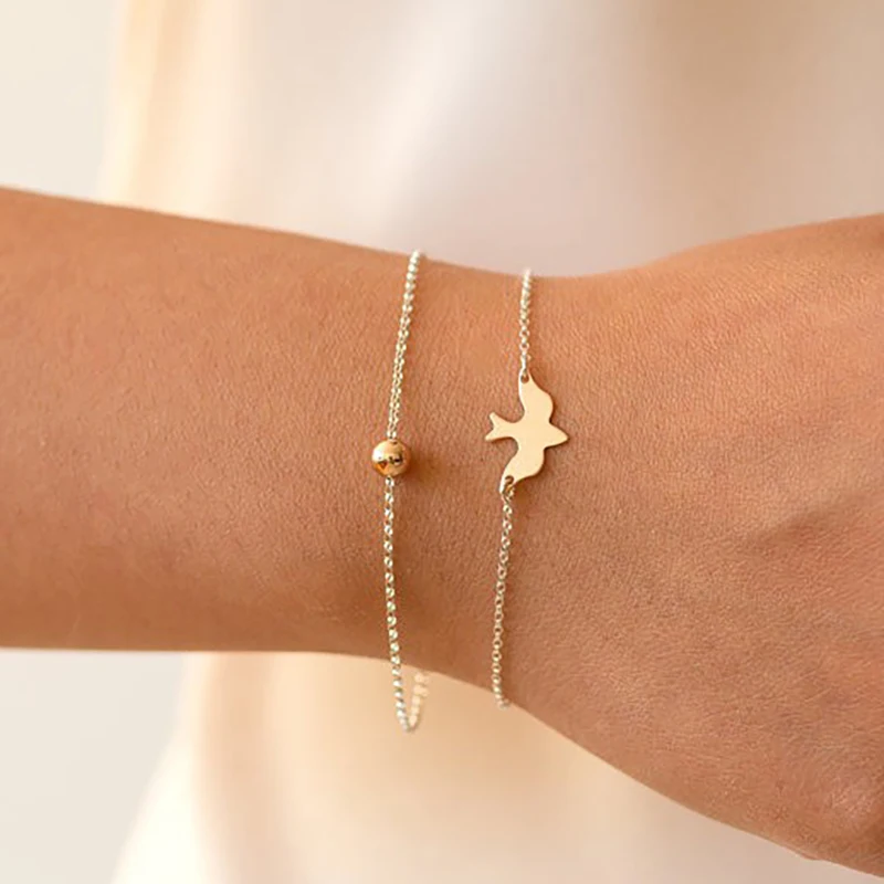 Женский браслет Mling простой с золотым/серебристым браслетом и цепочкой в форме