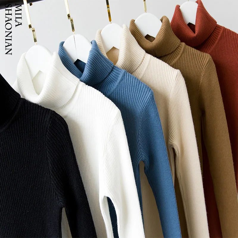 Causal Warm Turtleneck Sweater Women Slim Solid 5 Colors Long Sleeves Elasticity High Quality Sweaters Tops women Winter 2018 | Женская