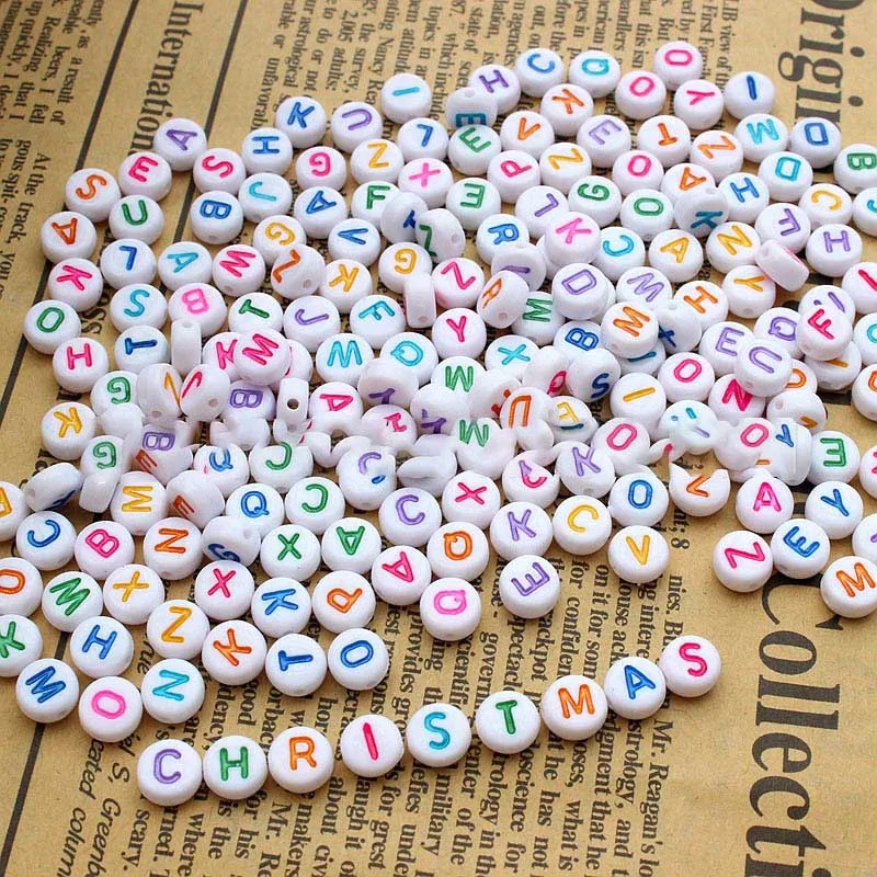 200 шт./упак. DIY круглые серебряные украшения в виде букв из игрушки номер бусы детский ручная головоломка бусины Slime 4x7 мм Пазлы Цветной акриловое волокно - Цвет: white color