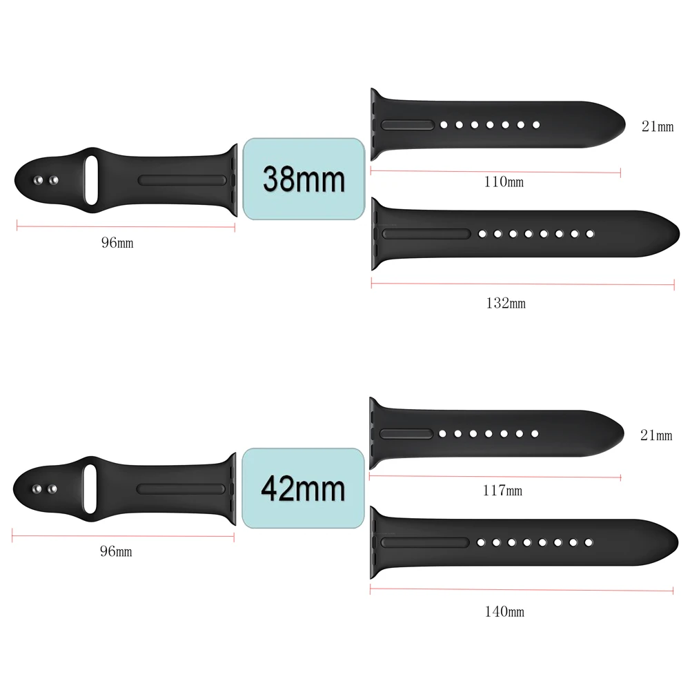 

2PCS Watch band 42mm 38mm S L Silicone Colorful wrist band starp for Apple Watch Strap band Flexible Sports Bracelet watchband
