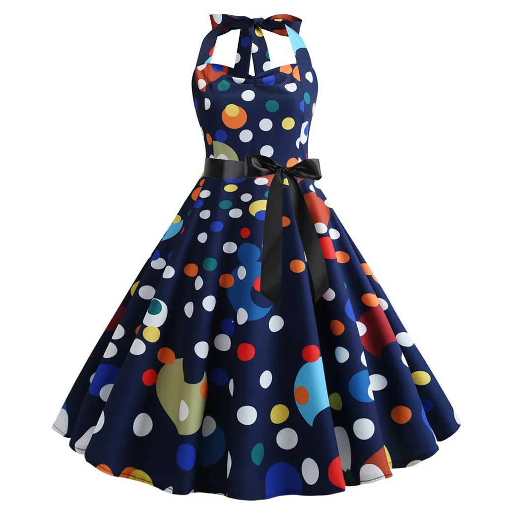 Женское винтажное платье Neue без рукавов с принтом в стиле ретро для вечеринки