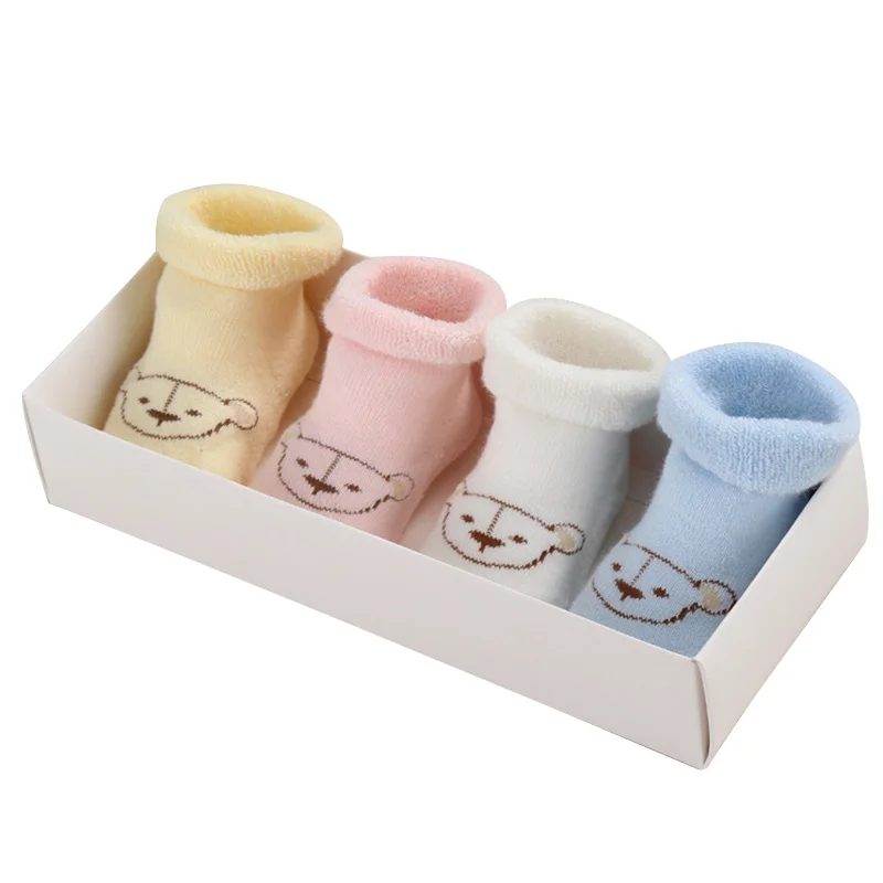 4 предмета толстые зимние носки для малышей мальчиков и девочек теплые хлопковые