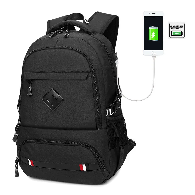 Qokr мужчин USB зарядка Рюкзак 15/15. 6 дюймов ноутбук Школьные сумки повседневные