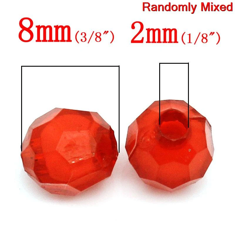 DoreenBeads Акриловые Бусины круглые смешанный граненый цвет 8 мм диаметр, 300 шт(B22233), yiwu