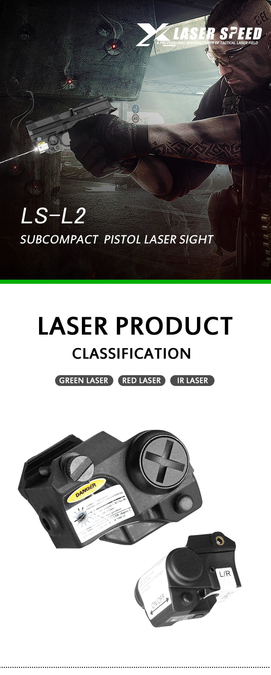 Laserspeed Mini IR Pistol Laser Sight with Picatinny Rail Mount For Shooting Subcompact Self Defense Gun Laser Dot Sight