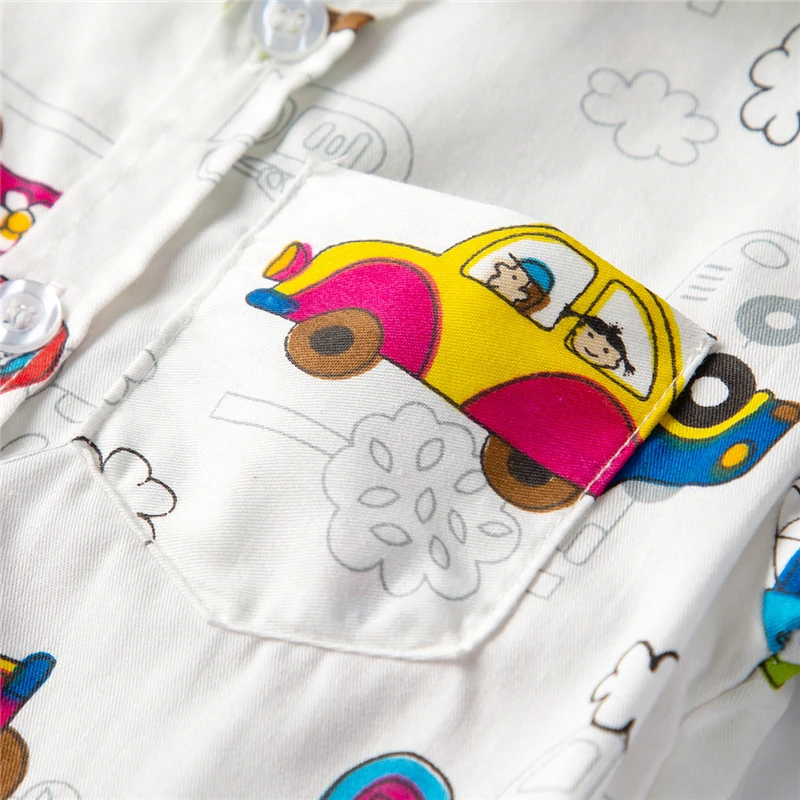 Модный Детский комбинезон с машинкой комбинезоны короткими рукавами Одежда для