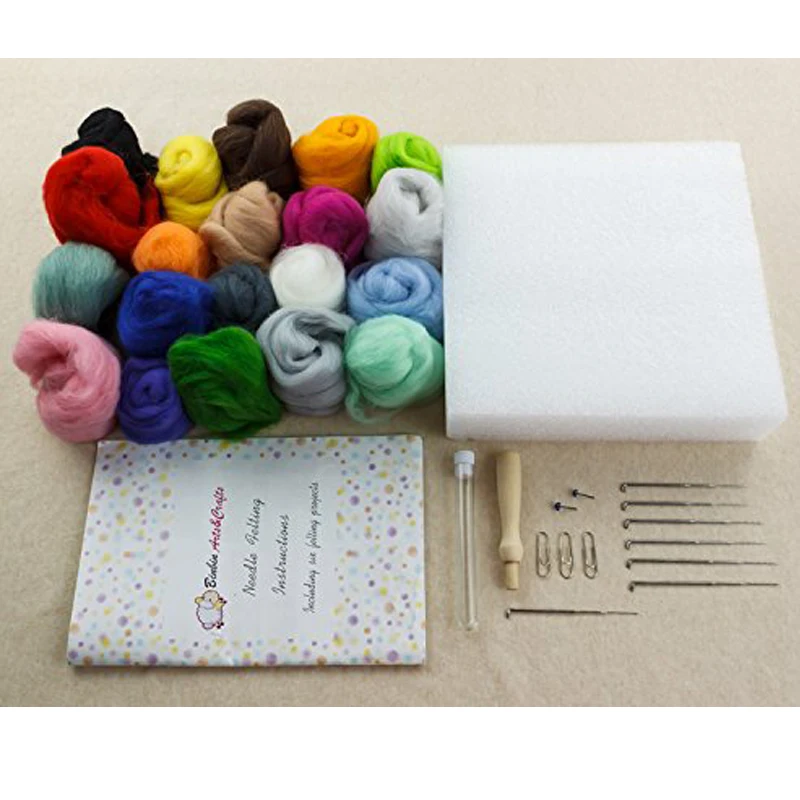 Шерстяное волокно г/пакет 100 ровинг для иглы валяния 6 стиль Базовый комплект в