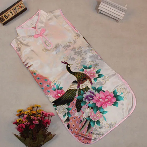 Классическое детское платье Ципао с цветочным рисунком для маленьких девочек