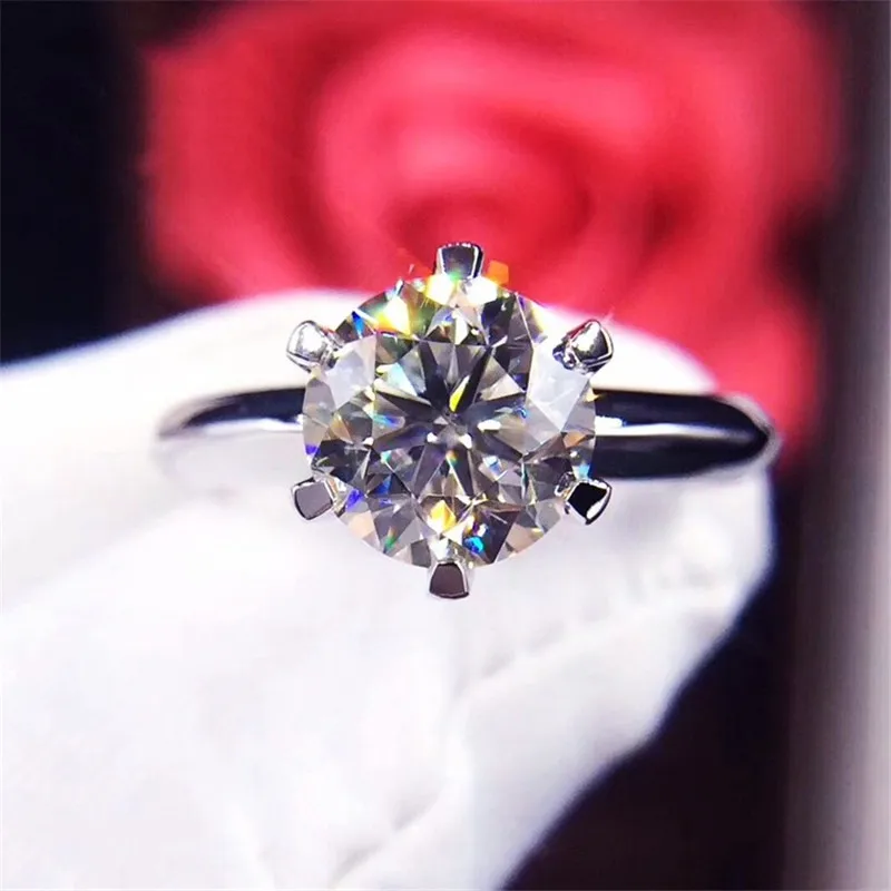 Solitaire однотонное 925 пробы Серебряное кольцо 1ct Sona 5A циркон камень cz обручальное кольцо для женщин и мужчин ювелирные изделия