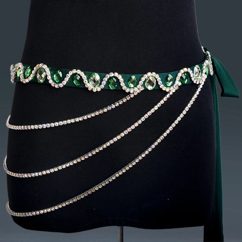 Belly Dance Accessories Women Handmade Rhinestones Waist Chain Belly Dance Costumes Hip Belt Chain Women Jewelry